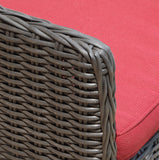 Sea Island Wicker Patio Lounge Chair Set With Red Cushion - Set of 2
