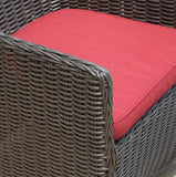 Sea Island Wicker Patio Lounge Chair Set With Red Cushion - Set of 2