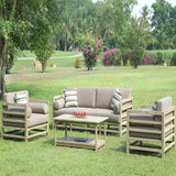 Grand Haven 4-Piece Acacia Wood Outdoor Patio Sofa Set With Table