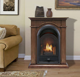 ProCom Dual Fuel Ventless Gas Fireplace System With Corner Combo Mantel - 10,000 BTU, T-Stat Control