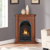 ProCom Dual Fuel Ventless Gas Fireplace System With Corner Combo Mantel - 10,000 BTU, T-Stat Control