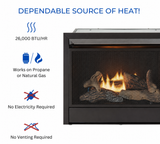 Duluth Forge Vent Free Thermostat Control Indoor Fireplace Insert Zero Clearance 26,000 BTU