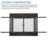 Fireplace Doors, Bluegrass Living Harland Fireplace Glass Doors With Screen, Medium, Black Finish