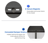 Fireplace Doors, Bluegrass Living Harland Fireplace Glass Doors With Screen, Medium, Black Finish