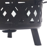 Bluegrass Living 30 Inch. Roadhouse Steel Deep Bowl Fire Pit with Swivel Height Adjustable Cooking Grid, Weather Cover, Spark Screen, Log Grate, Ember Catcher, and Poker, Model# BFPW30RH