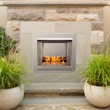 Duluth Forge Vent Free Stainless Outdoor Gas Fireplace Insert With Fire Glass Media - 24,000 BTU