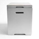 Bluegrass Living 42 Inch x 15 Inch Rectangular MGO Propane Fire Pit Table with Side Table Tank Storage, Glass Wind Guard, Crystal Glass Beads, Fabric Cover - Model# DFT42R-CG