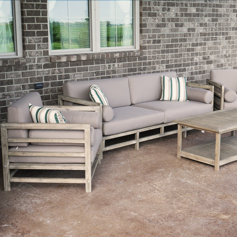 Grand Haven 4-Piece Acacia Wood Outdoor Patio Sofa Set With Table