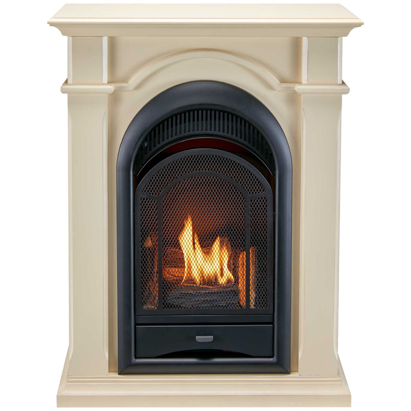 ProCom Dual Fuel Ventless Gas Fireplace System With Corner Combo Mantel - 15,000 BTU, T-Stat