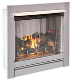 Duluth Forge Vent Free Stainless Outdoor Gas Fireplace Insert With Fire Glass Media and Log Set
