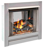 Duluth Forge Vent Free Stainless Outdoor Gas Fireplace Insert With Fire Glass Media and Log Set
