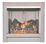 Duluth Forge Vent Free Stainless Outdoor Gas Fireplace Insert With Fire Glass Media and Log Set