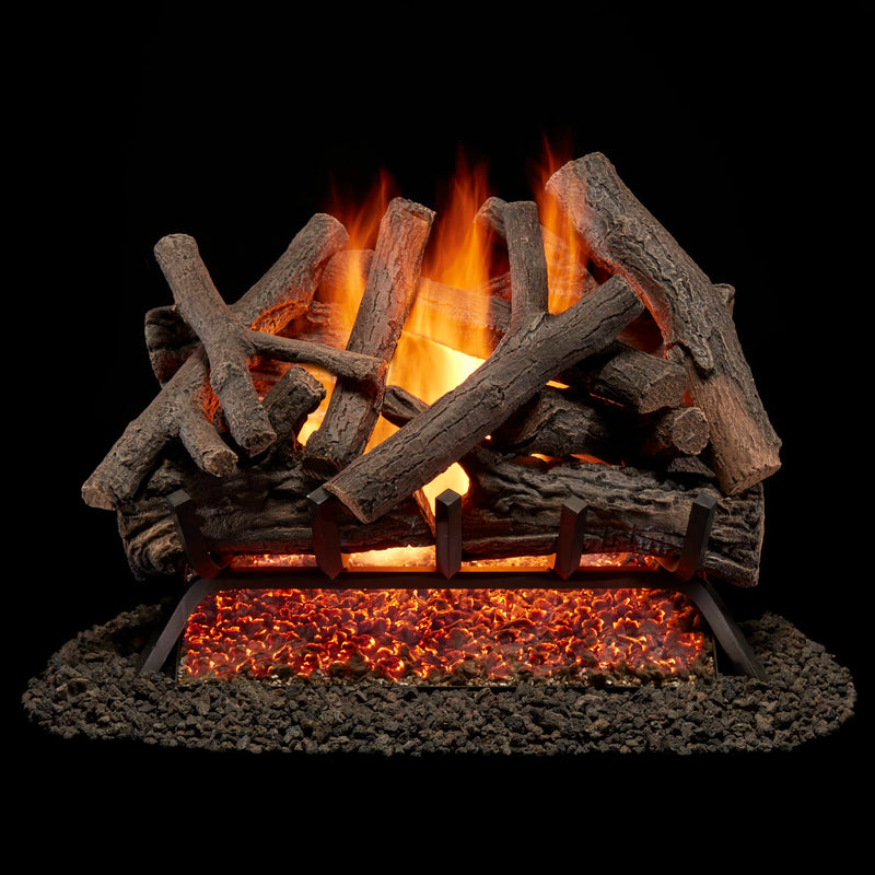 Bluegrass Living Vented Natural Gas Fireplace Log Set - 24 in. Rustic Oak, 55,000 BTU, Match Light - Model# BVL24-3