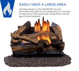 Duluth Forge DLS-L18R-1, Vent Free Indoor Gas Log Set, U-Burner Chassis: FLR18-2-LP Propane Gas, Remote Thermostat Control, and Fiber Logs: FVFLC18-1F, 18in Split Red Oak
