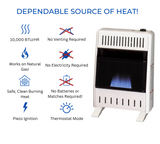 ProCom Heating Natural Gas Ventless Blue Flame Heater With Base Feet - 10,000 BTU, T-Stat Control - Model# MN100TBA-B