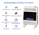 ProCom Heating Natural Gas Ventless Blue Flame Heater With Base Feet - 20,000 BTU, Manual Control - Model# MN200HBA-B