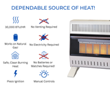 ProCom Heating Natural Gas Ventless Infrared Plaque Heater With Base Feet - 30,000 BTU, Manual Control - Model# MN300HPA-B
