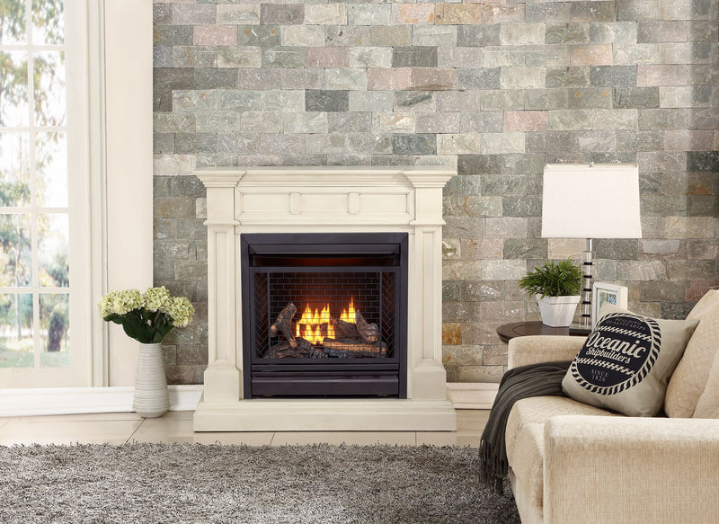 Bluegrass Living Vent Free Natural Gas Fireplace System - 26,000 BTU, Remote Control, Antique White Finish - Model# B300RTN-2-AW