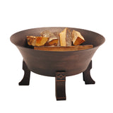Bluegrass Living 26 Inch Cast Iron Deep Bowl Fire Pit with Cooking Grid, Weather Cover, Spark Screen, and Poker - Model# BFPW26D-CC