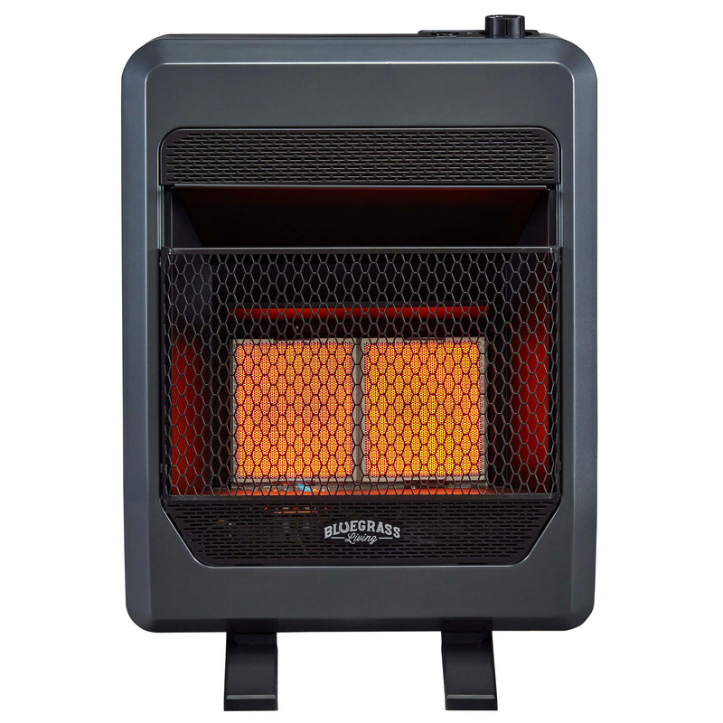 Bluegrass Living Propane Gas Vent Free Infrared Gas Space Heater With Blower and Base Feet - 18,000 BTU, T-Stat Control - Model# B18TPIR-BB