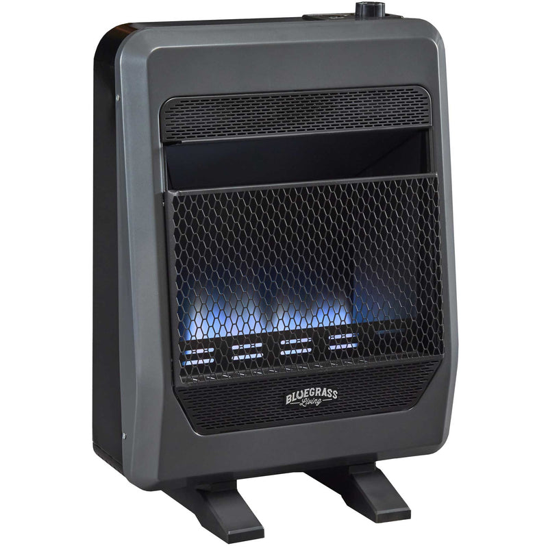 Bluegrass Living Vent Free Blue Flame Gas Space Heater With Blower and Base Feet - 20,000 BTU, T-Stat Control