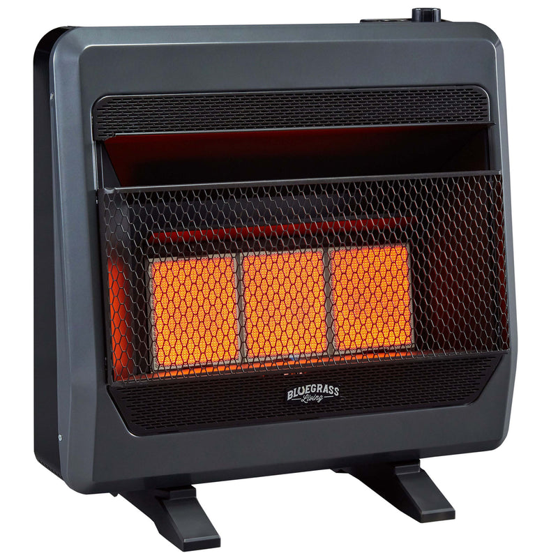 Bluegrass Living Propane Gas Vent Free Infrared Gas Space Heater With Blower and Base Feet - 28,000 BTU, T-Stat Control - Model# B28TPIR-BB