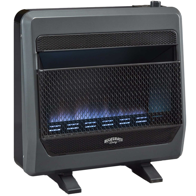 Bluegrass Living Vent Free Blue Flame Gas Space Heater With Blower and Base Feet - 30,000 BTU, T-Stat Control