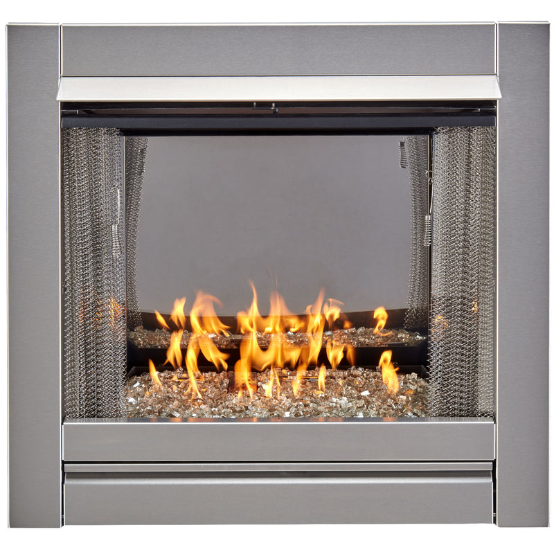 Duluth Forge Vent Free Stainless Outdoor Gas Fireplace Insert With Fire Glass Media - 24,000 BTU