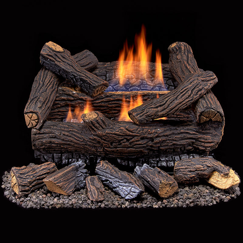 Duluth Forge Ventless Dual Fuel Gas Log Set - 18 in. Stacked Red Oak