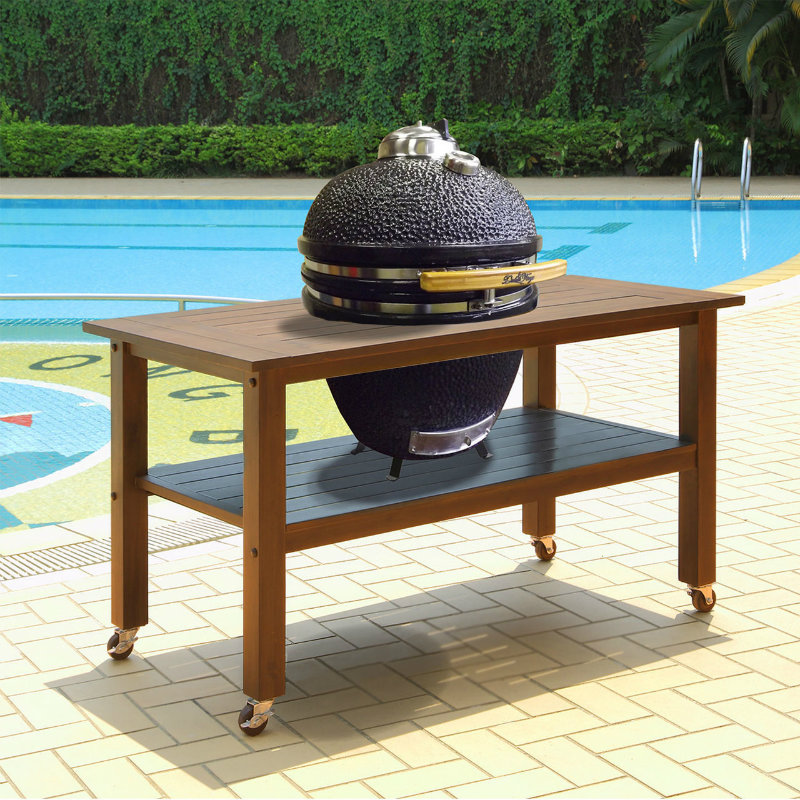 Duluth Forge 18 Inch Kamado Grill With Table - Brown Spice