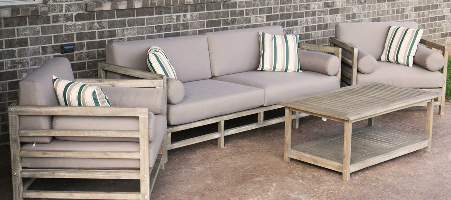 Grand Haven 4-Piece Acacia Wood Outdoor Patio Sofa Set With Table